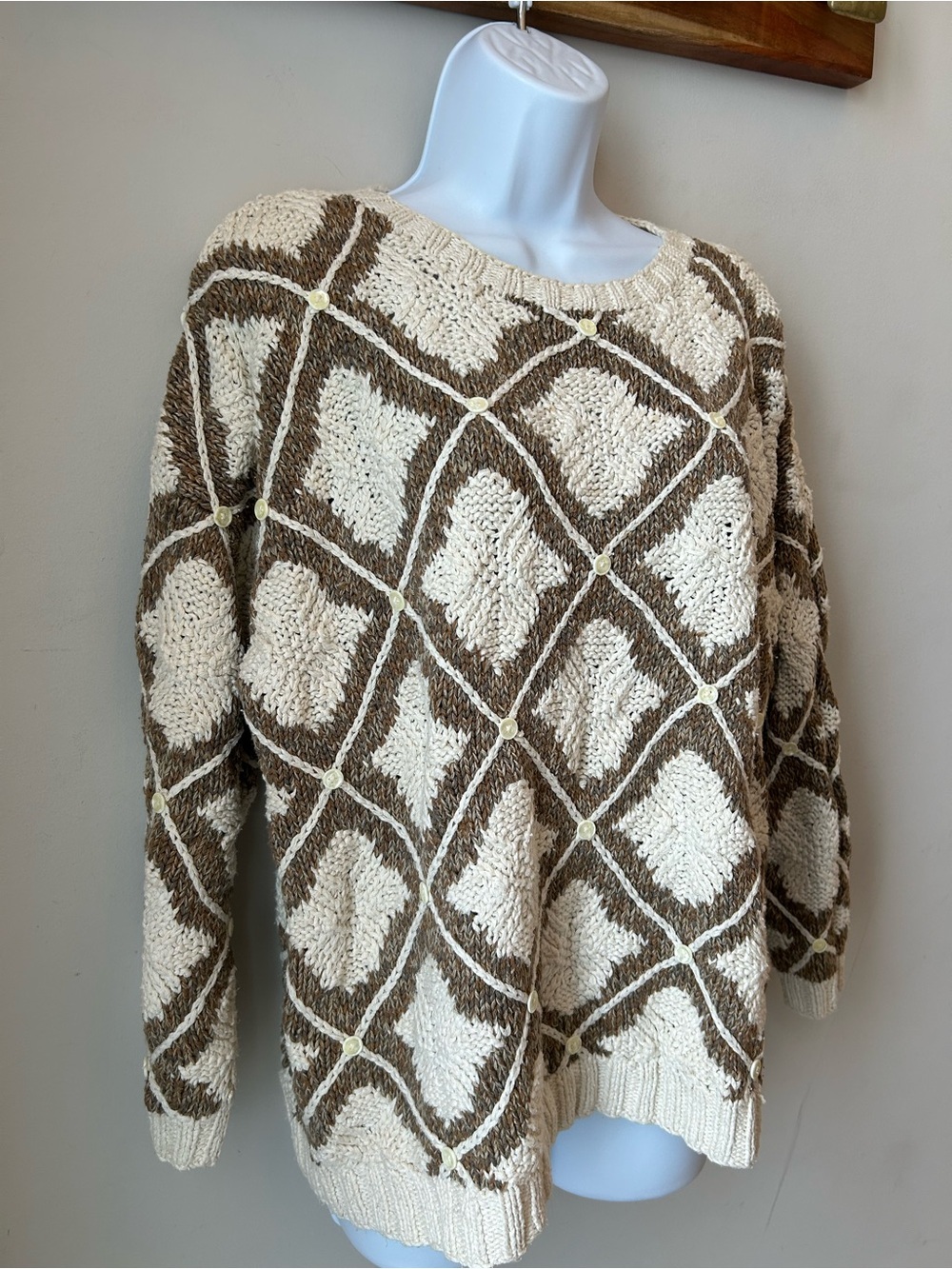 SILK knit Jennifer Reed Hand Knit Grandpa Core Cottagecore Textured Sweater L